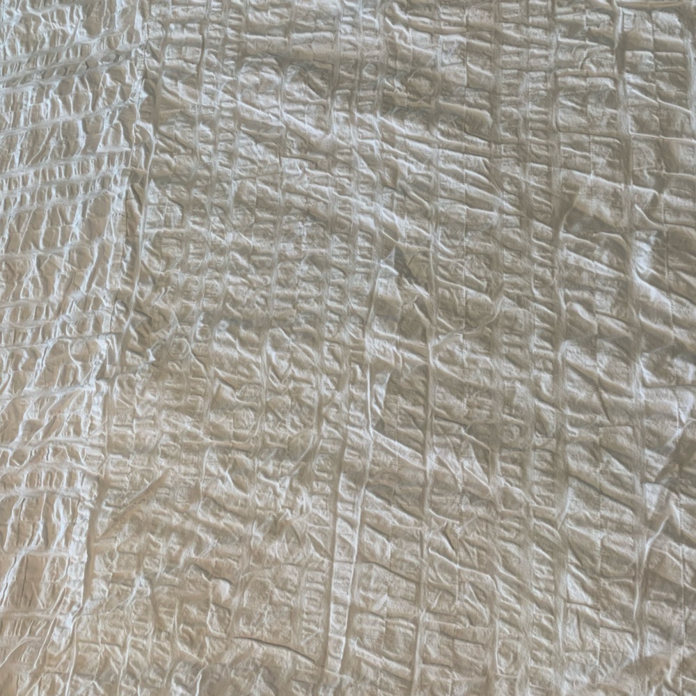 Twin Rushed Sear Sucker Look White Cotton Duvet with 2 Pillow Covers